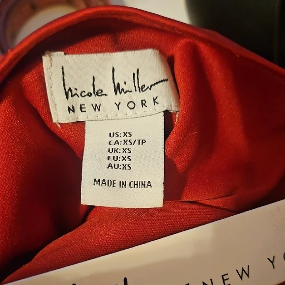 Nicole Miller Red Wrap-Front Maxi Dress with Ruffled Skirt - Picture 9 of 10